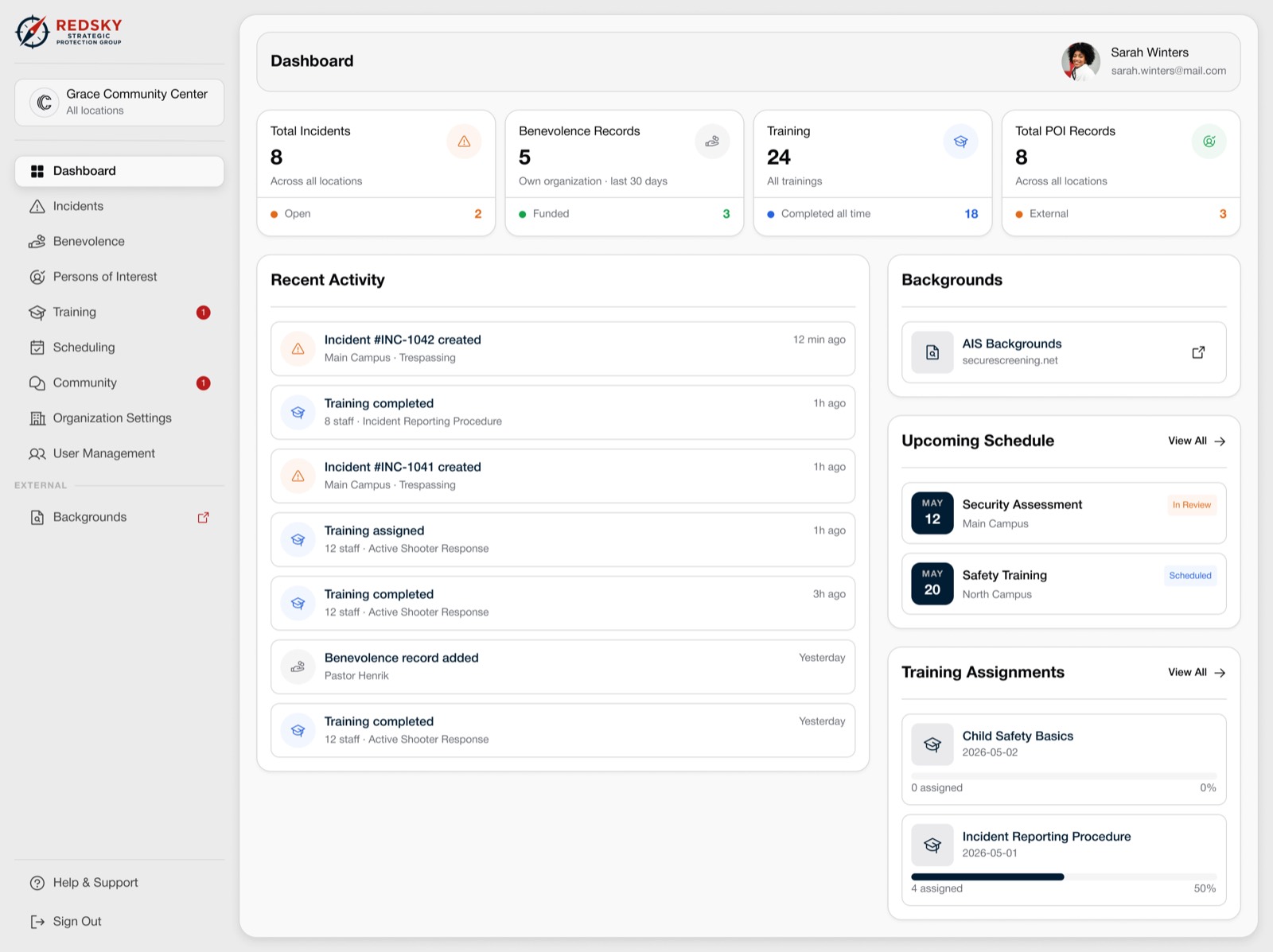 RedSky Protection Portal — dashboard